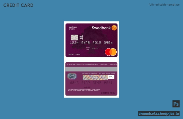 Beispielvorschau der SwedBank Kreditkarte (Schweden)